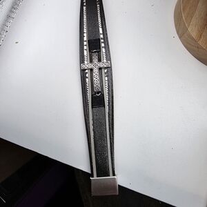 Black and Silver Cross Bracelet (1284)